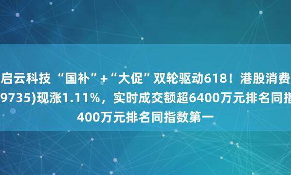 启云科技 “国补”+“大促”双轮驱动618！港股消费ETF(159735)现涨1.11%，实时成交额超6400万元排名同指数第一